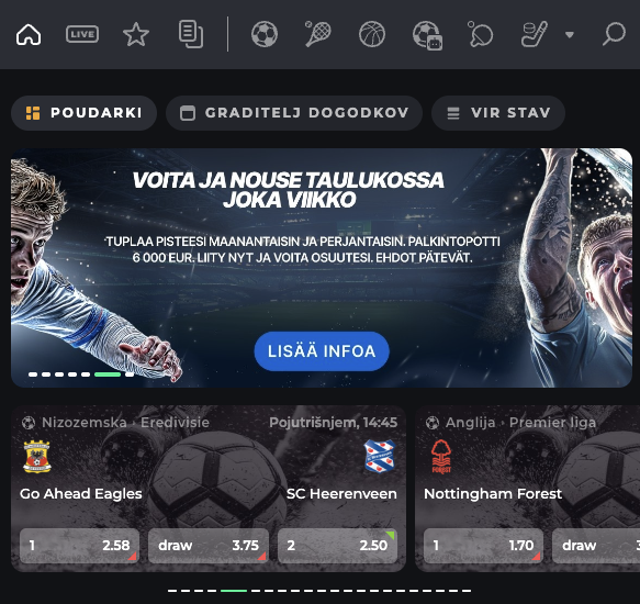 Športne stave na Piperspin