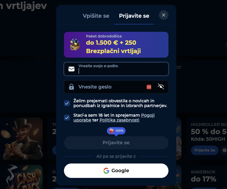 Kako se registrirati na Piperspin